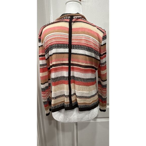 Nic + Zoe Cardigan Womens Multicolored Open Knit Linen Blend Cardigan Boho Small - Picture 3 of 8